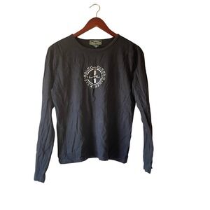 LRL Ralph Lauren Black Long‎ Sleeve Crew Neck T Shirt Embroidered Logo Size L